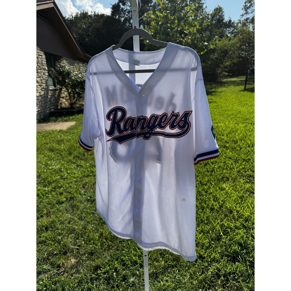 Texas Rangers Jacob deGrom 48 Jersey White UT Dallas Patch Mens XL New